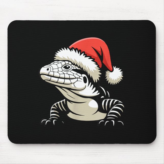 Mousepad Black And White Argentine Tegu Christmas Ugly Xmas (Frente)