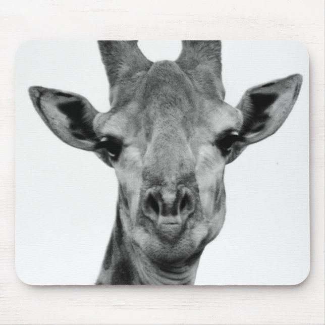 Mousepad Black and White Giraffe Photograph (Frente)