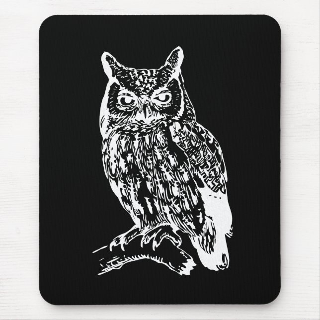 Mousepad Black and White Owl Art (Frente)