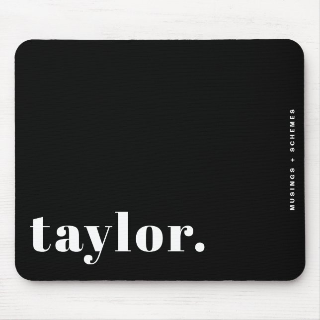 Mousepad Black and White Retro Typography Personalized (Frente)