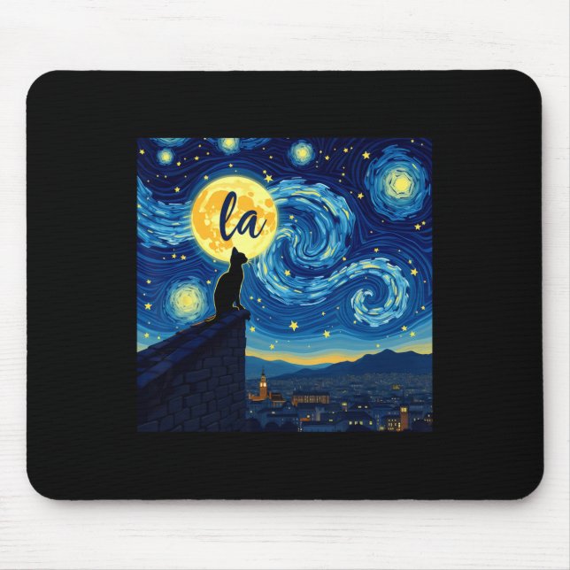 Mousepad Black Cat Comma La Kamala Harris Halloween Starry (Frente)