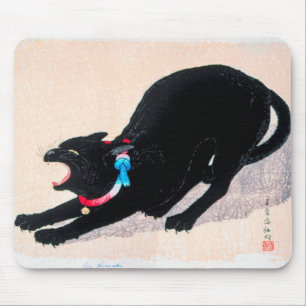 Mousepad Black Cat Hissing Fine Art by Hiroaki Takahashi
