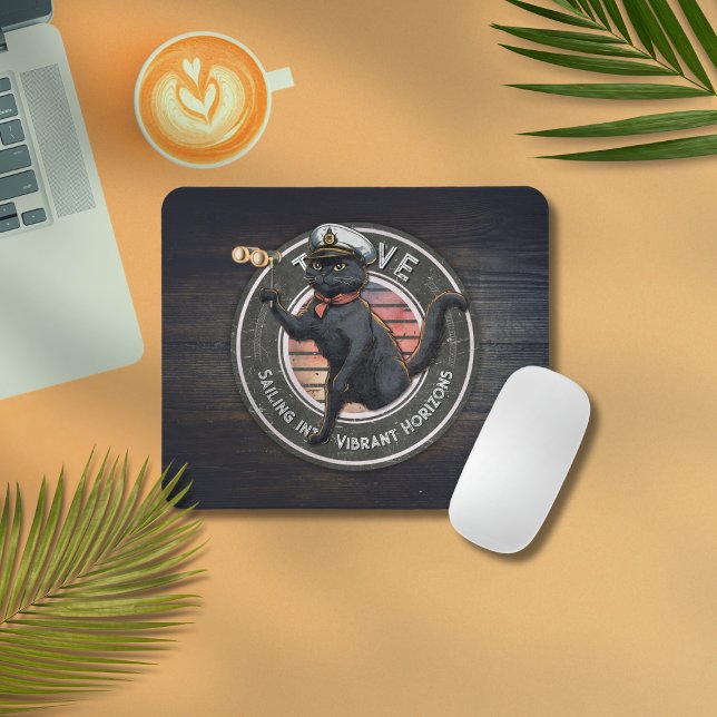 Mousepad Black Cat Sunset: Uma Viagem para PROSPERAR (Black Cat Sunset: A Voyage to THRIVE Mouse Pad)