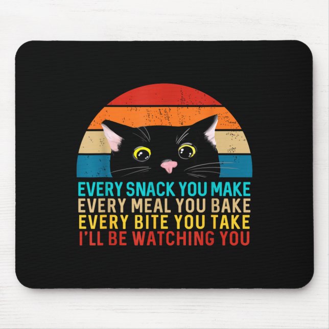 Mousepad Black Cat Themed Every Snack You Make Retro Peekin (Frente)