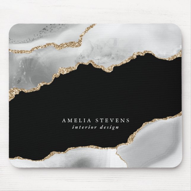 Mousepad Black, Cinza e Agate Dourado (Frente)