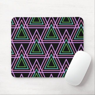 Mousepad Black Colorful Retro 80's Neon Geometric Triangles