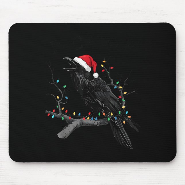 Mousepad Black Crow, F-caw-f Funny Christmas Raven Santa Ha (Frente)