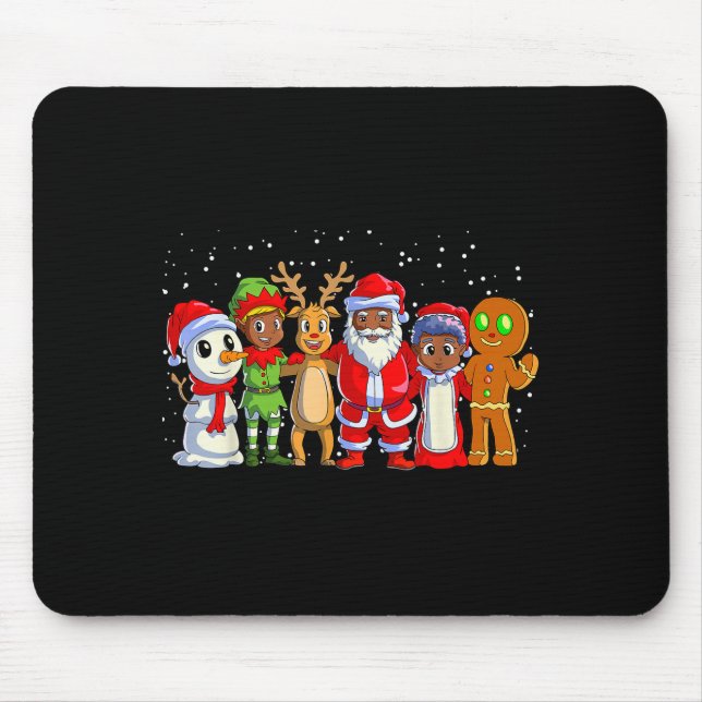 Mousepad Black Family Christmas Afro African American Santa (Frente)