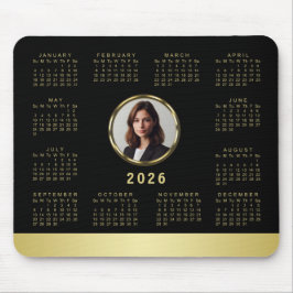 Mousepad Black & gold design, Logo or Photo in gold circle,