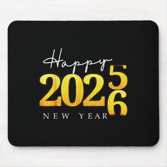 Mousepad Black Gold Happy New Year 2026 New Years Eve Party (Frente)