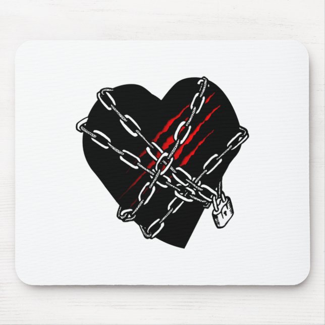 Mousepad Black Heart Red Chains Cool Gothic Valentines Day  (Frente)