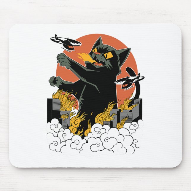 Mousepad Black Japan Catzilla Sunset - Clique no Ajustado (Frente)