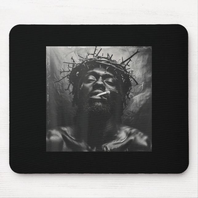 Mousepad Black Jesus Smokes, Christianity, Church, Christ,  (Frente)