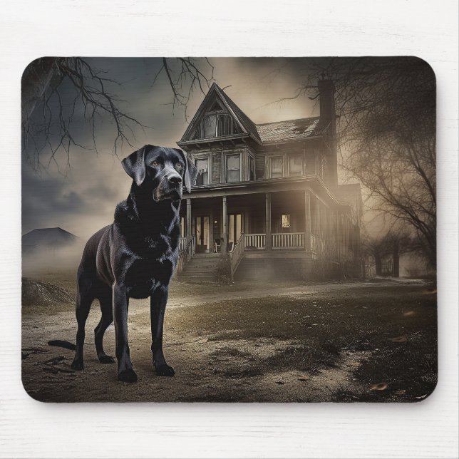 Mousepad Black Labrador Halloween Scary (Frente)