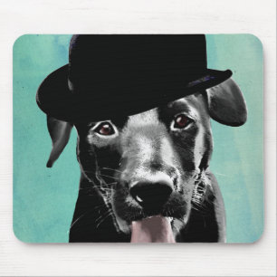Mousepad Black Labrador in Bowler Hat