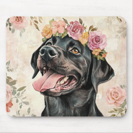 Mousepad Black Labrador Retriever Cachorro Rosa Pêssego