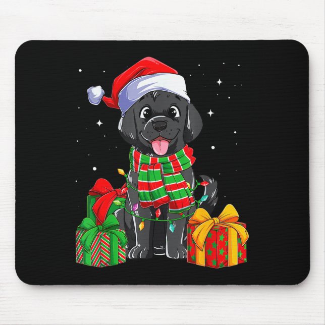 Mousepad Black Labrador Retriever Christmas Lights Xmas Lab (Frente)