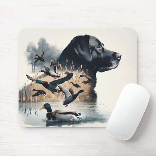 Mousepad Black Labrador Retriever e Patos (Com mouse)