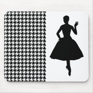 Mousepad Black Modern Houndstooth com moda Silhouette