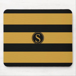 Mousepad Black Monogram with Gold foil Stripes