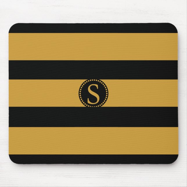 Mousepad Black Monogram with Gold foil Stripes (Frente)