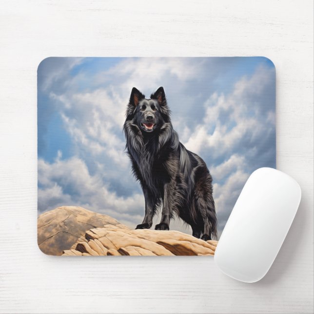 Mousepad Black Old German shepherd dog (Com mouse)