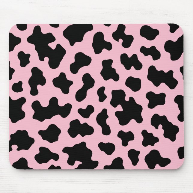 Mousepad Black & Pink Cow Couro Impresso  (Frente)