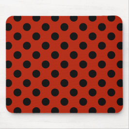 Mousepad Black polka dots on red