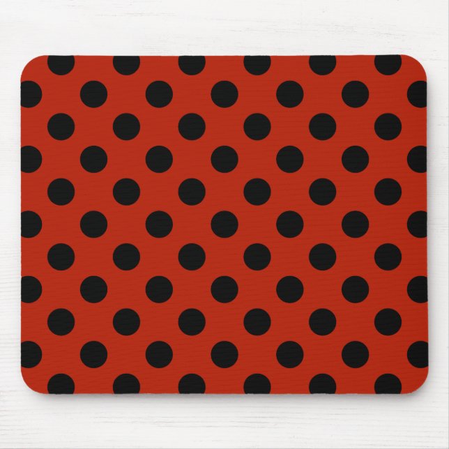 Mousepad Black polka dots on red (Frente)