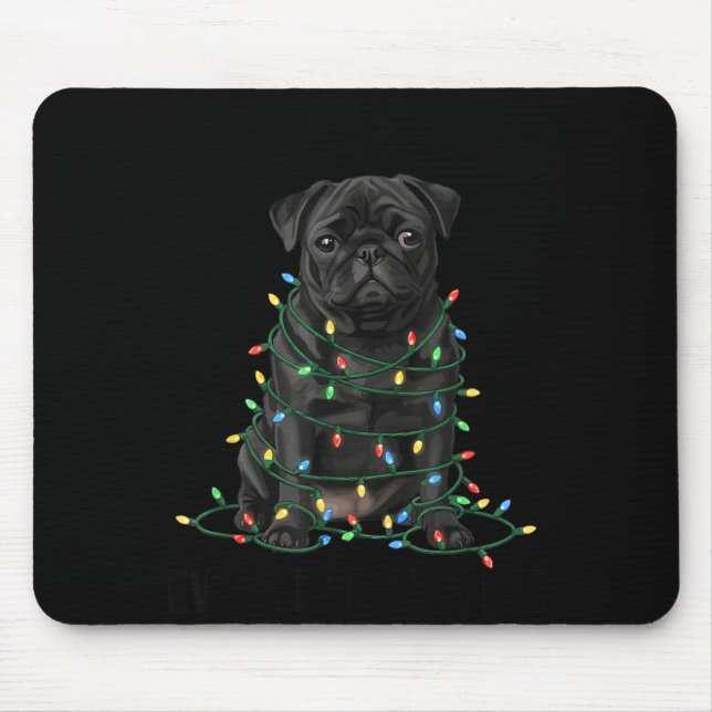 Mousepad Black Pug Christmas I'm Fine Everything Is Fine  (Frente)