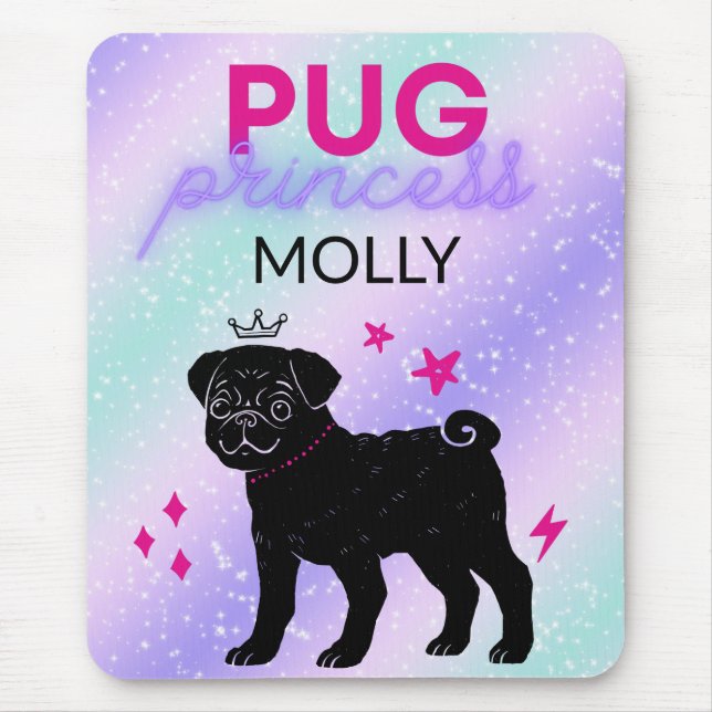 MOUSEPAD BLACK" PUG PRINCESS" (Frente)