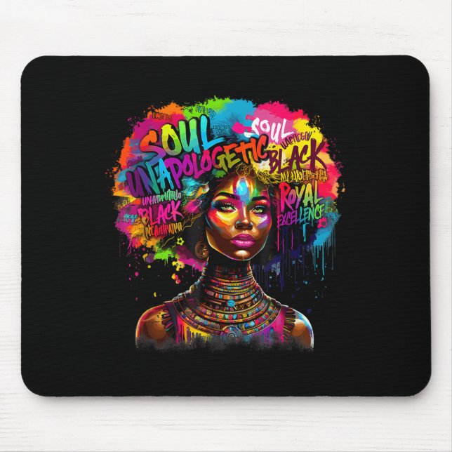 Mousepad Black Queen Dripng Afro Melanin Black History Mont (Frente)