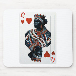 Mousepad Black Queen Of Hearts Card Deck Game - Ortod Black