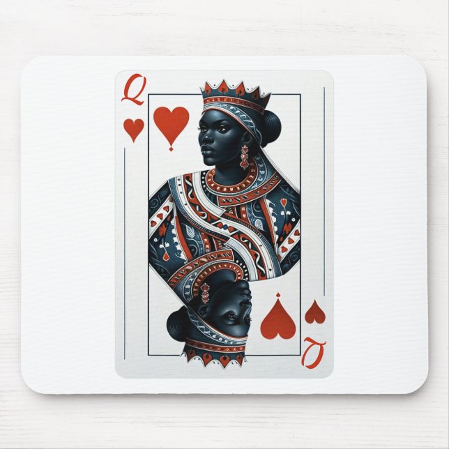 Mousepad Black Queen Of Hearts Card Deck Game - Ortod Black (Frente)