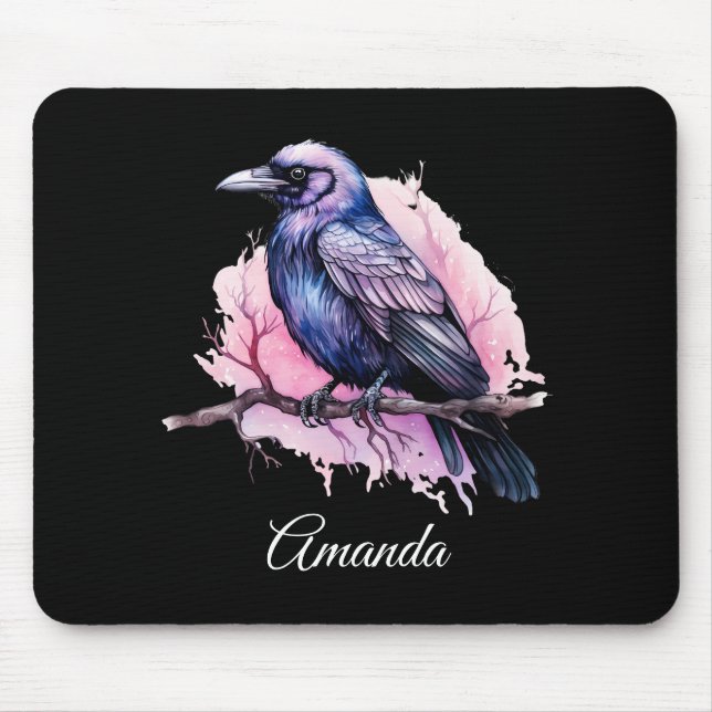 Mousepad Black Raven em uma Ilustração de Ramificação (Frente)