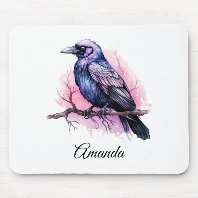 Mousepad Black Raven em uma Ilustração de Ramificação (Frente)