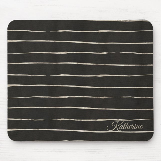Mousepad Black Strips Com Seu Nome (Frente)