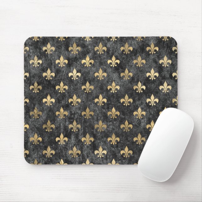 Mousepad Black Velvet Fleur De Lis Mardi Gras Orleans (Com mouse)