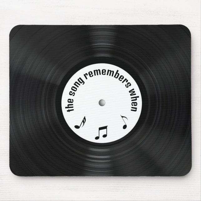 Mousepad Black Vinyl LP Record with Song Title (Frente)