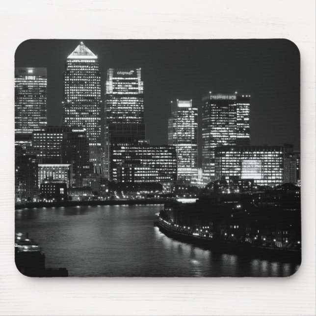 Mousepad Black White City Night UK Viagem (Frente)