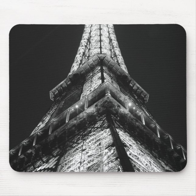 Mousepad Black White Eiffel Tower Paris Europe Viagem (Frente)