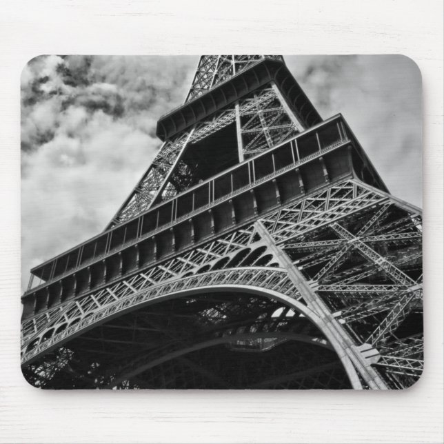 Mousepad Black White Eiffel Tower Paris Europe Viagem (Frente)