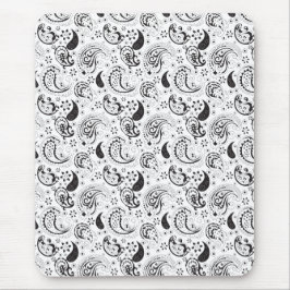 Mousepad Black & White Paisley Pattern –Elegant Textile Art