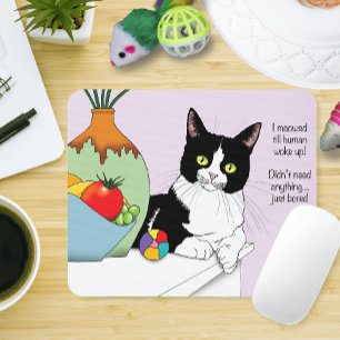 Mousepad Black White Tuxedo — Gato engraçado