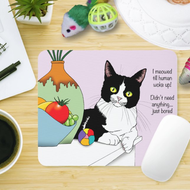 Mousepad Black White Tuxedo — Gato engraçado (Criador carregado)