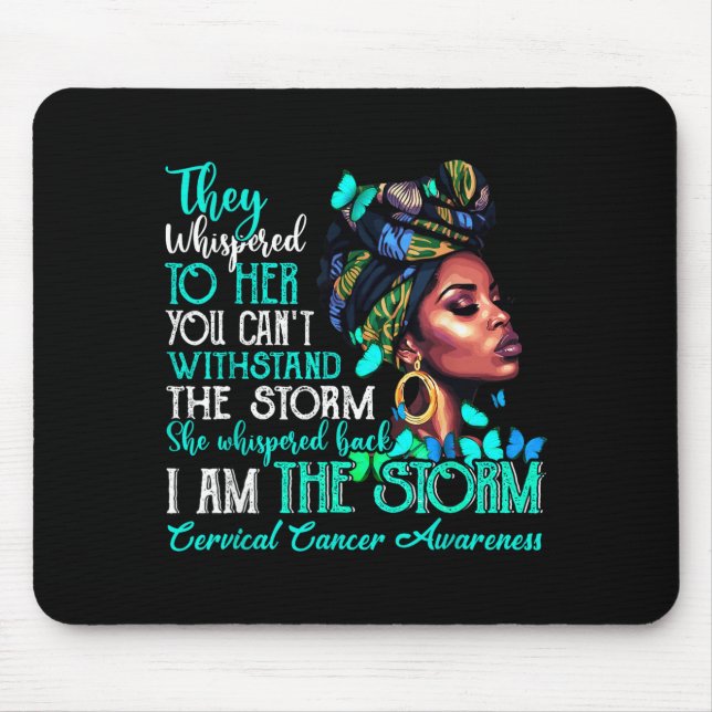 Mousepad Black Women Motivation Suprt Cervical Cancer Aware (Frente)