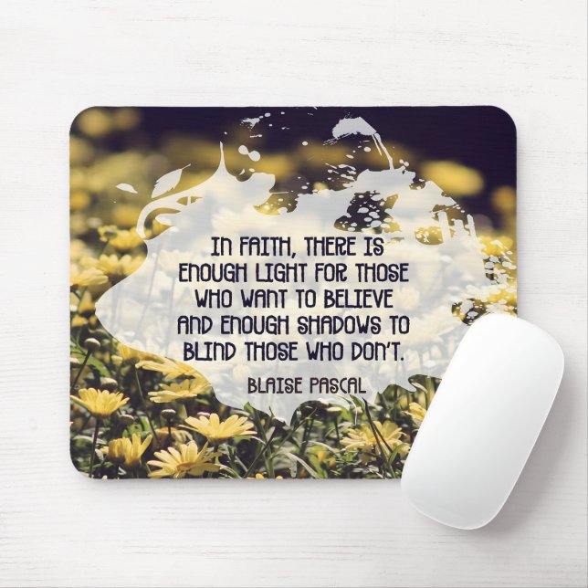 Mousepad Blaise Pascal Inspirational Citação "Na fé" (Com mouse)