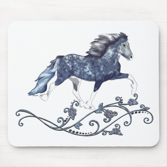 Mousepad Blámóða Delft Blue - Cavalo islandês (Frente)