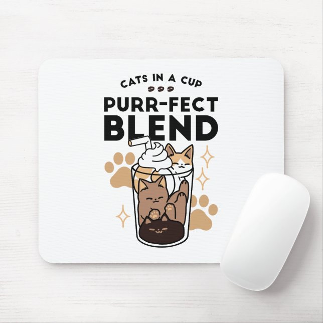 Mousepad Blend Puro: Arte de Gato e Café para Pet-Lovers (Com mouse)