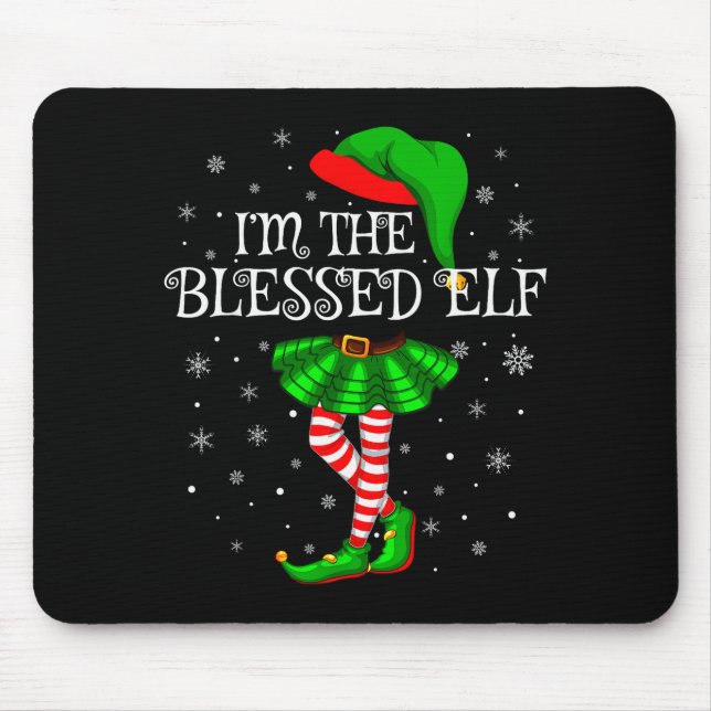 Mousepad Blessed Elf Christmas Matching Family Women Girls  (Frente)
